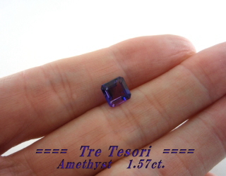 ブラジル産アメシスト☆スクエアシェイプ☆7mm☆1.57ct.