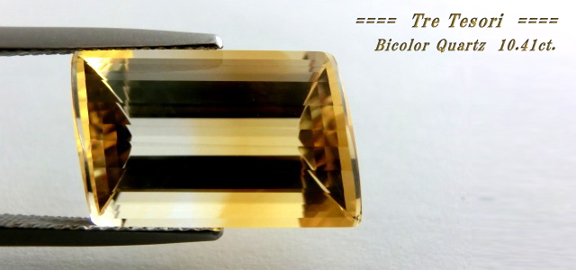 ブラジル産バイカラークォーツ☆ファンシーシェイプ17x11ｍｍ☆10.41ct.