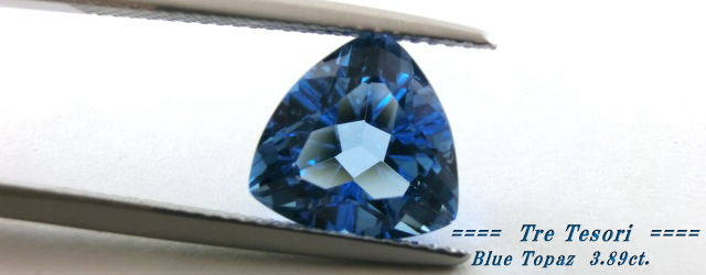 ブラジル産ブルートパーズ☆トリリアントシェイプ10mm☆3.89ct.