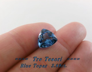 ブラジル産ブルートパーズ☆トリリアントシェイプ10mm☆3.89ct.