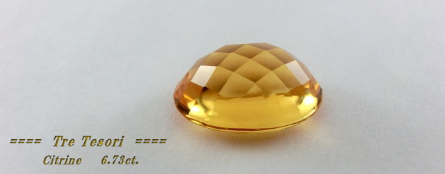 シトリン☆オーバルシェイプ15ｘ10mm☆6.73ct.☆チェッカードームカット