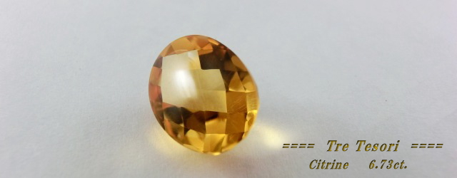 シトリン☆オーバルシェイプ15ｘ10mm☆6.73ct.☆チェッカードームカット