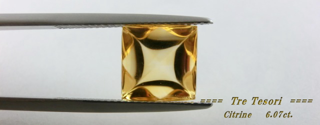 シトリン☆スクエアシェイプ10mm☆6.07ct.☆シュガーローフカット