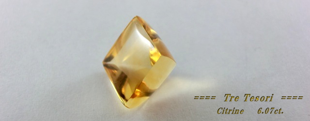 シトリン☆スクエアシェイプ10mm☆6.07ct.☆シュガーローフカット