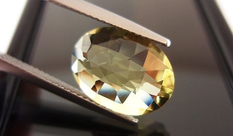 ブラジル産レモンクォーツ☆オーバルチェッカー14x10☆4.90ct.