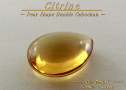 シトリン☆ペアシェイプ13ｘ10mm☆約4.19ct☆ダブルカボションカット