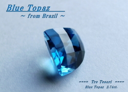 ブラジル産ブルートパーズ☆クォータームーンシェイプ11ｘ8mm☆約2.74ct☆チェッカーカット