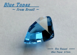 ブラジル産ブルートパーズ☆クォータームーンシェイプ11ｘ8mm☆約2.74ct☆チェッカーカット