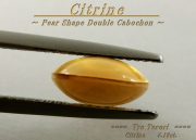 シトリン☆ペアシェイプ13ｘ10mm☆約4.19ct☆ダブルカボションカット
