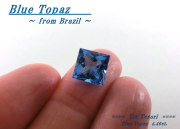 ブラジル産ブルートパーズ☆スクエアシェイプ9.0mm☆約4.40ct☆チェッカーカット