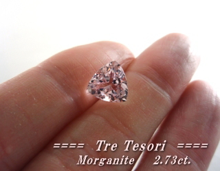 マダガスカル産モルガナイト☆トリリアントシェイプ☆9.3mm☆2.73ct.