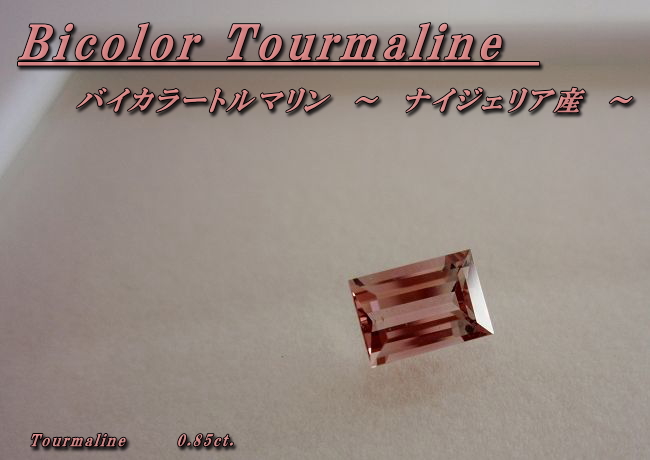 ナイジェリア産バイカラートルマリン☆バゲットシェイプ☆6.5x4.5mm☆0.85ct.