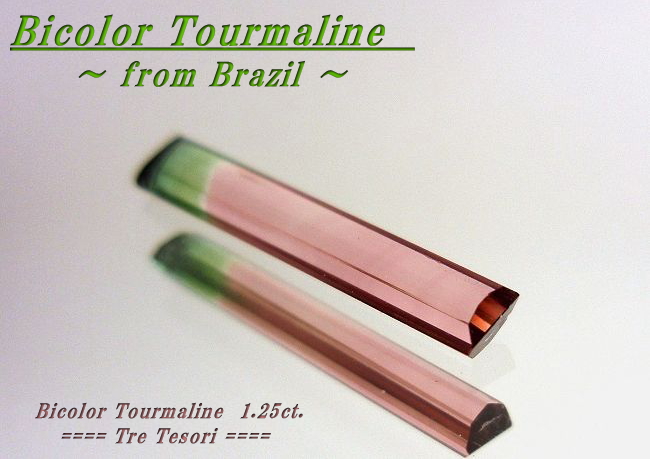 ブラジル産バイカラートルマリン☆ファンシーシェイプ☆17.8x3mm☆1.25ct.