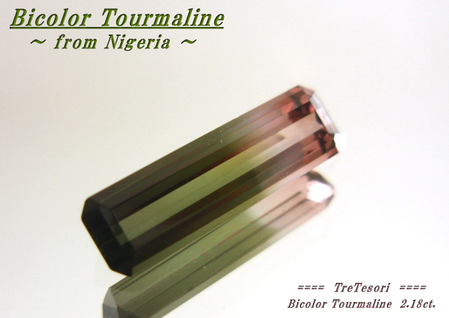 ナイジェリア産バイカラートルマリン☆オクタゴンシェープ☆16.6x4.7mm☆2.18ct.