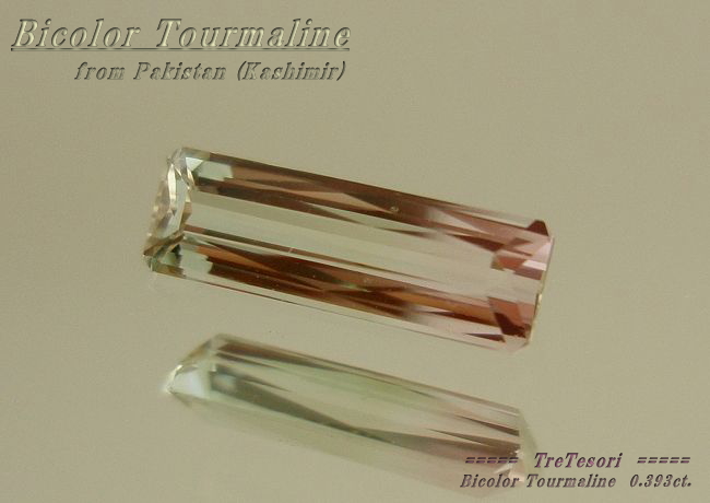 カシミール産バイカラートルマリン☆オクタゴン☆8.1x2.6mm☆0.39ct.