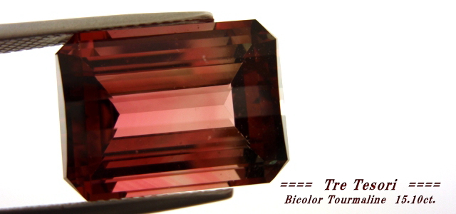 ナイジェリア産バイカラートルマリン☆オクタゴン16x12ｍｍ☆15.10ct.