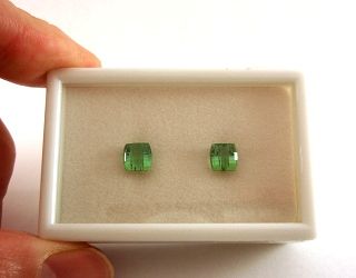 カシミール産トルマリン☆クッションチェッカーカット6ｍｍ（ペアセット）☆2.71ct.